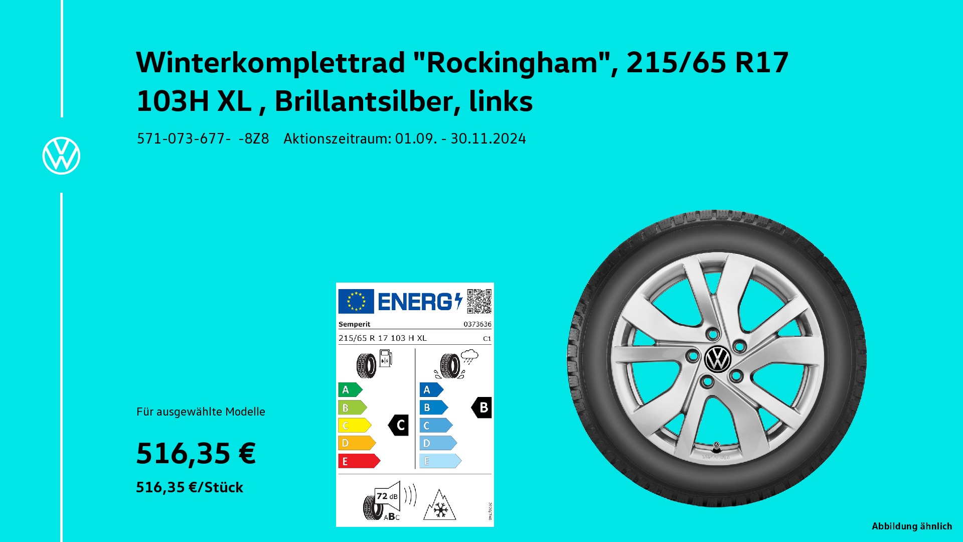 Winterkomplettrad "Rockingham" 215/65 R17 103H XL brillantsilber