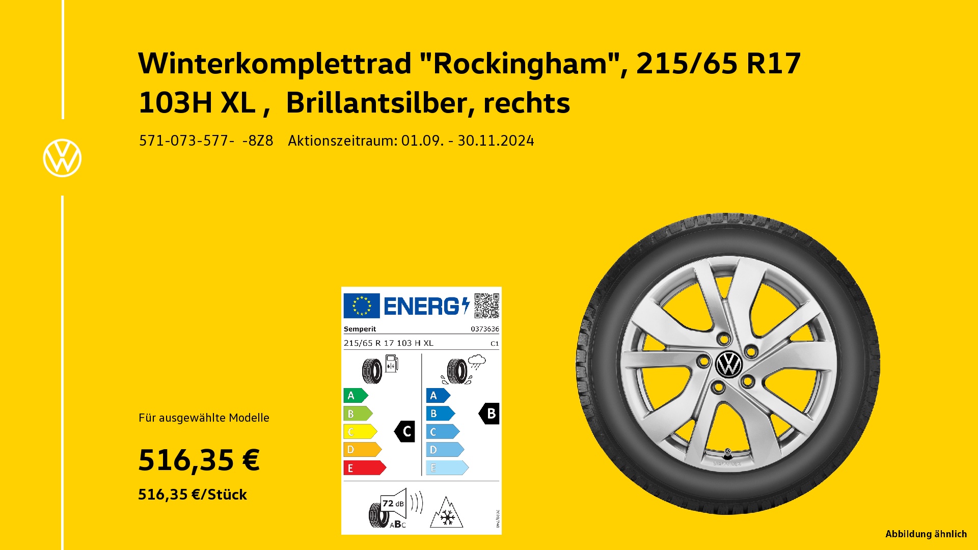 Winterkomplettrad "Rockingham" 216/65 R17 103H XL brillantsilber