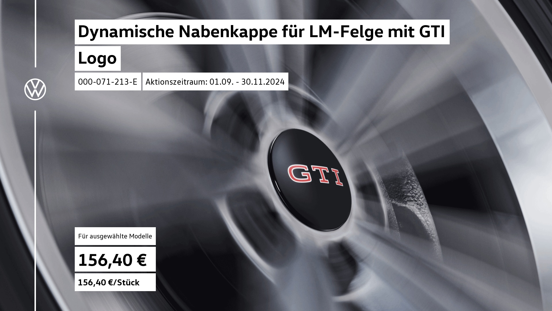 Dynamische Nabenkappe für Leichtmetall-Felgen mit GTI Logo