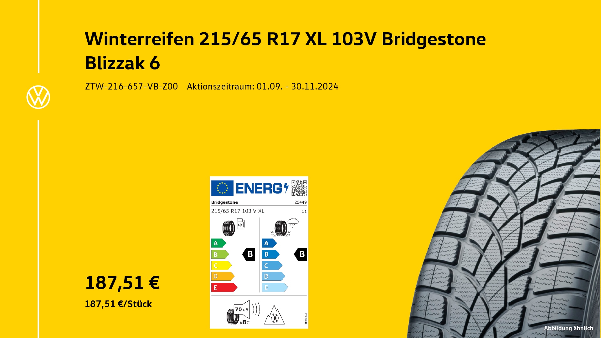 Winterreifen Bridgestone 215/65 R17 XL 103V Blizzak 6